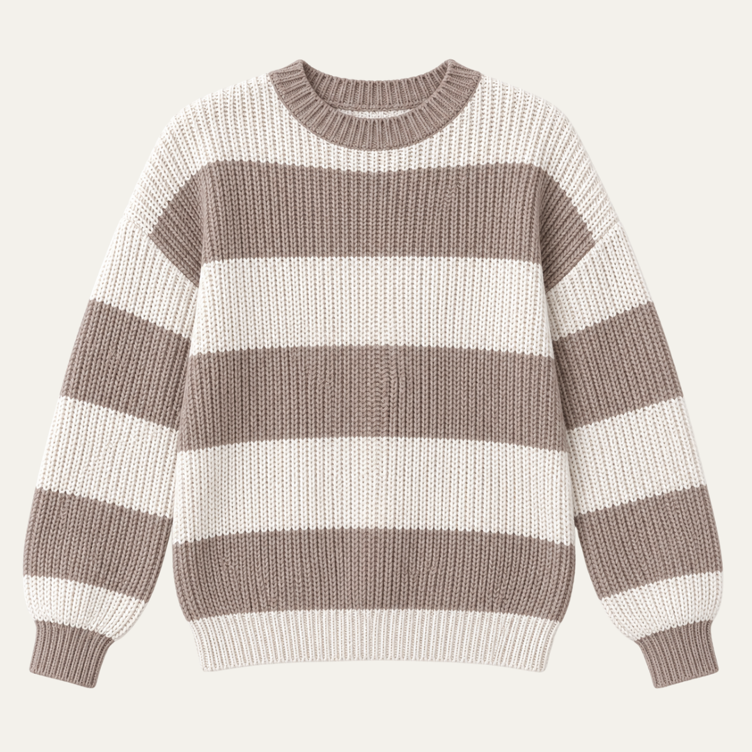 Women's Relaxed Fit Contrast Stripe Sweater
