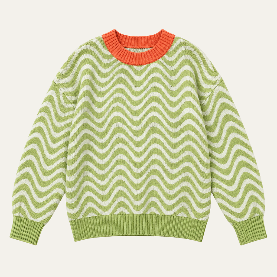 Women's Oversized Wavy Stripe Sweater
