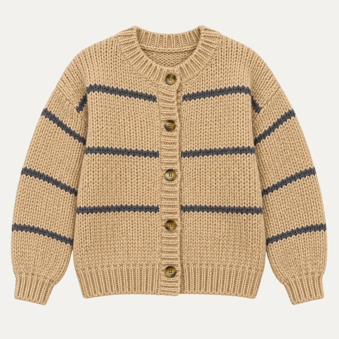 Women's Striped Button Up Knit Cardigan