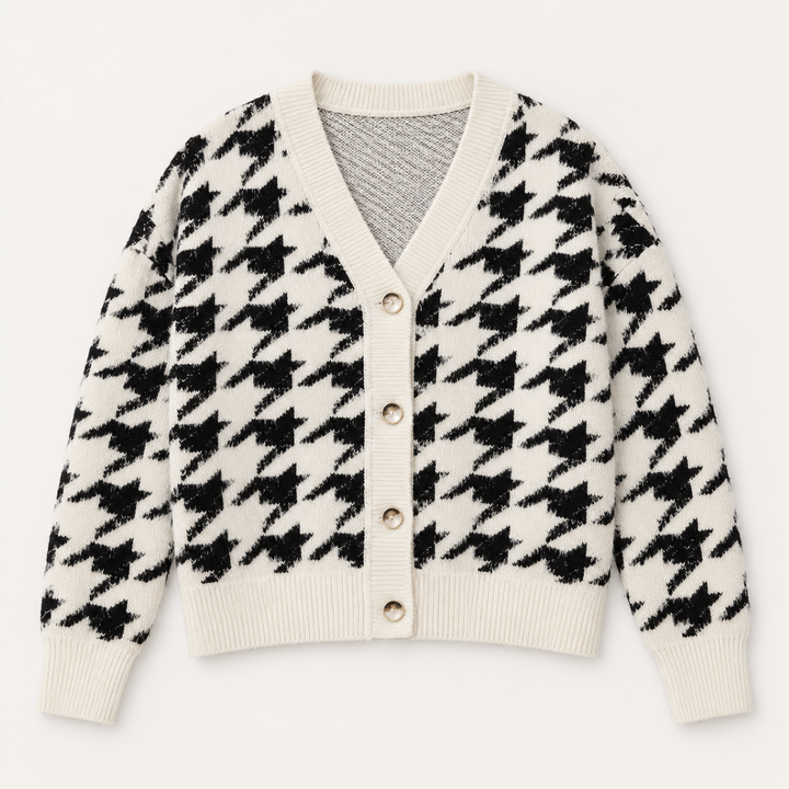 Women's Short Cardigan with Patterned Knit
