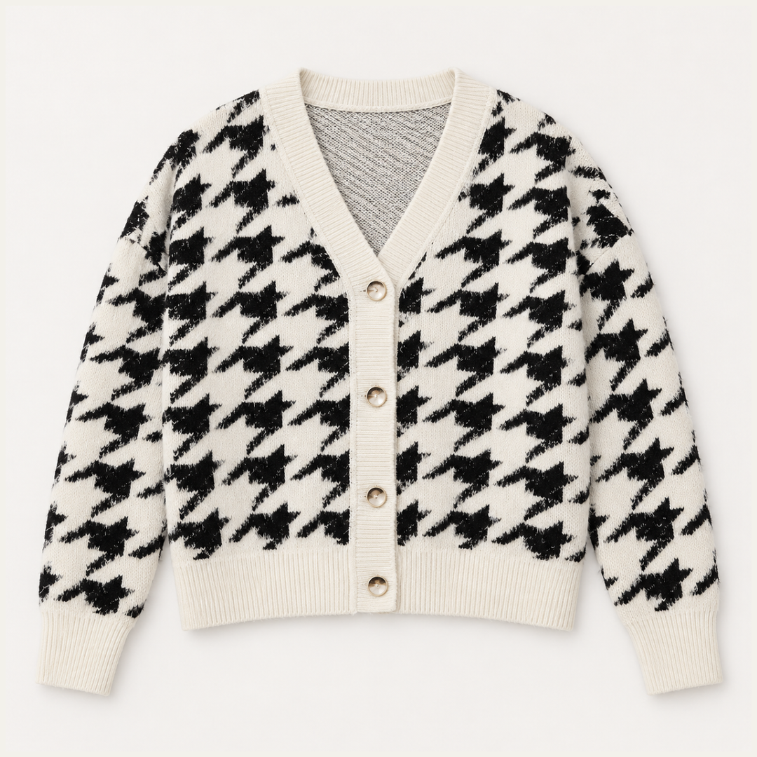 Women's Patterned Cropped Sweater Cardigan