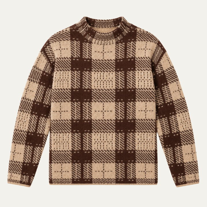 Women’s Plaid Mock Neck Knit Sweater