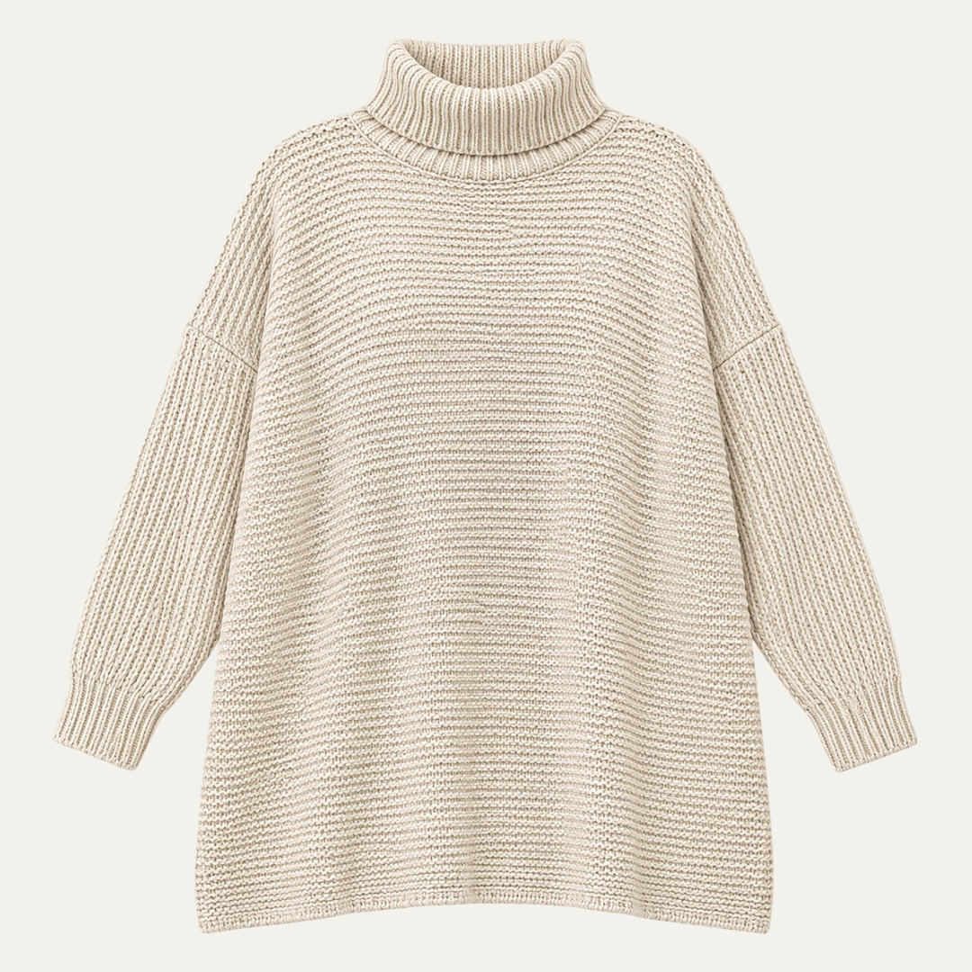 Women's Chunky Knit Dress with Turtleneck