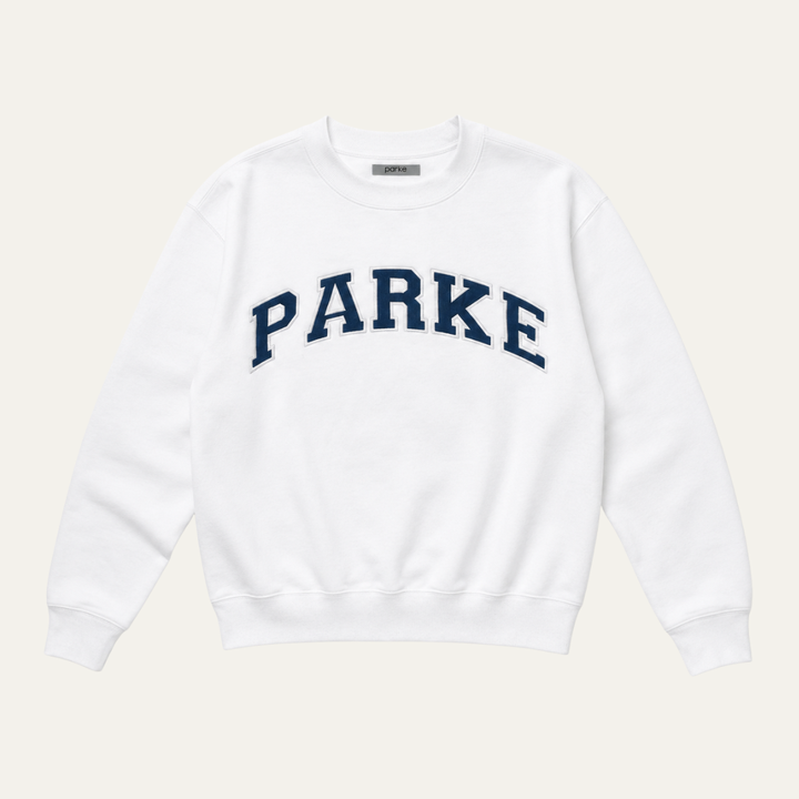Varsity Sweatshirt with Embroidered Letters - White
