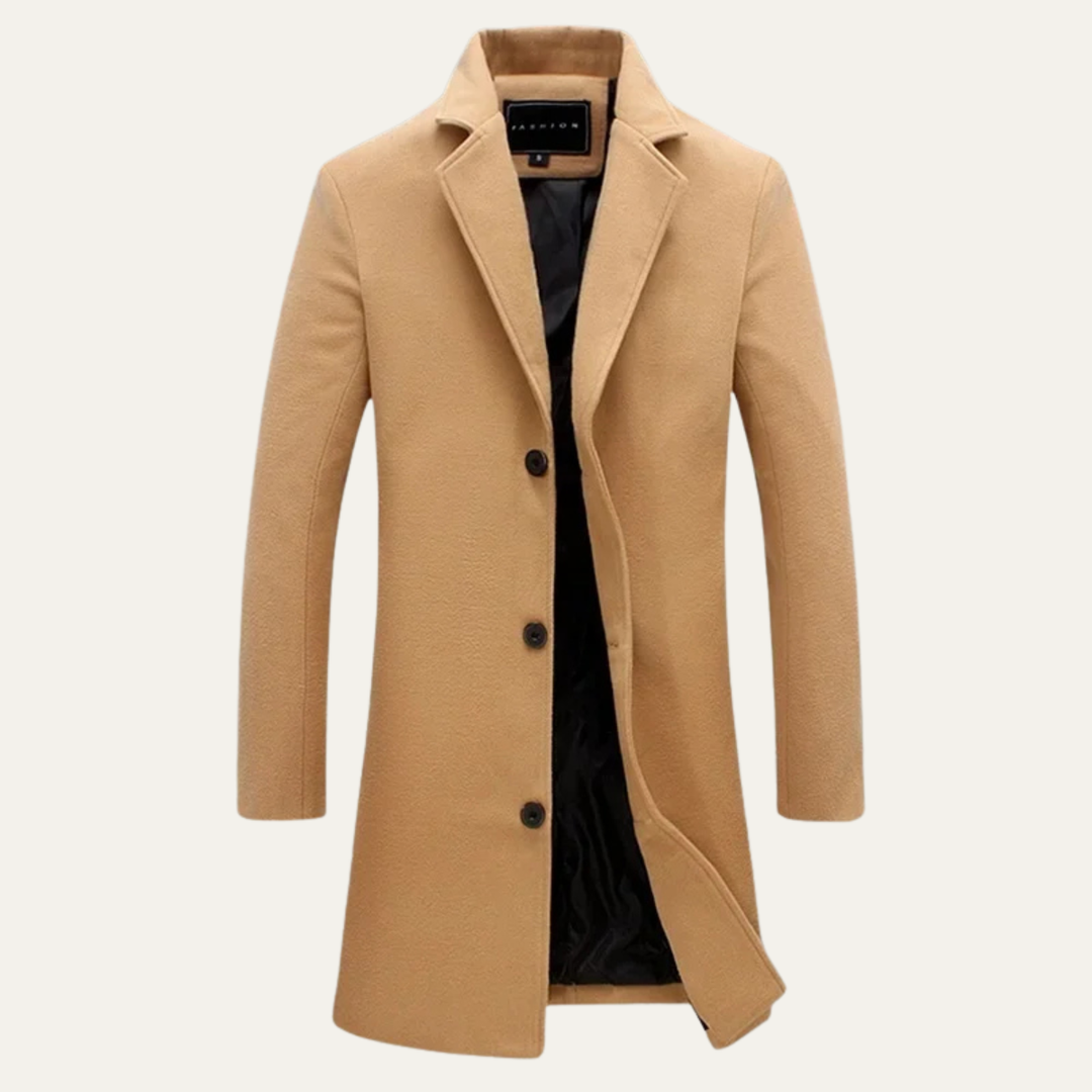The Beverley Men's Long Cotton Overcoat – Wool Blend