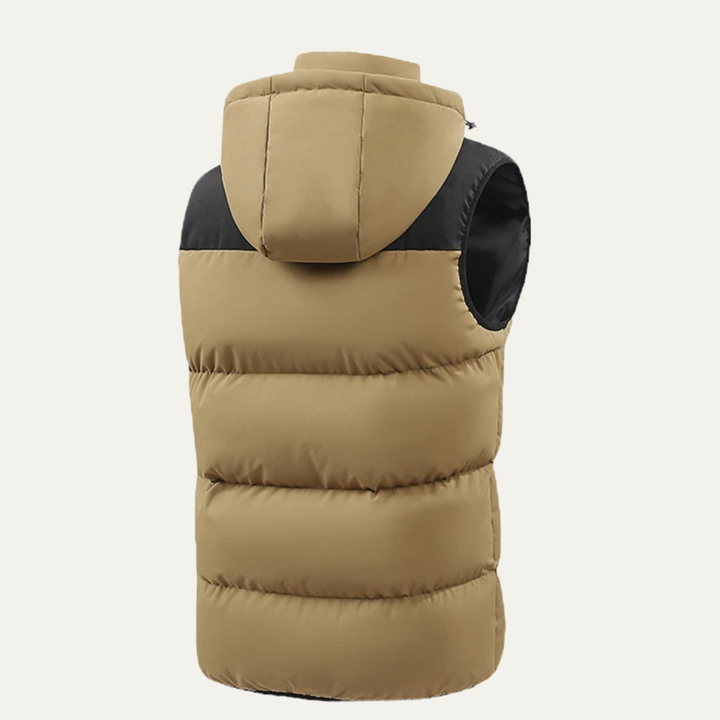 The Cedarfall Men’s Warm Hooded Winter Puffer Vest with Zip Pockets