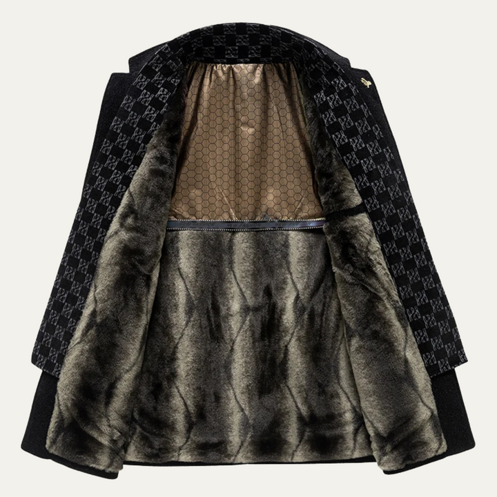 The Brighton Men's Warm Fur Lined Coat with Scarf