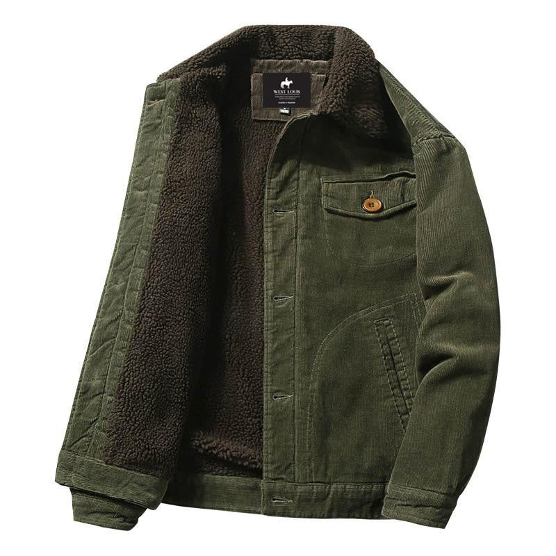 Men's Trendy Fur Lined Corduroy Jacket