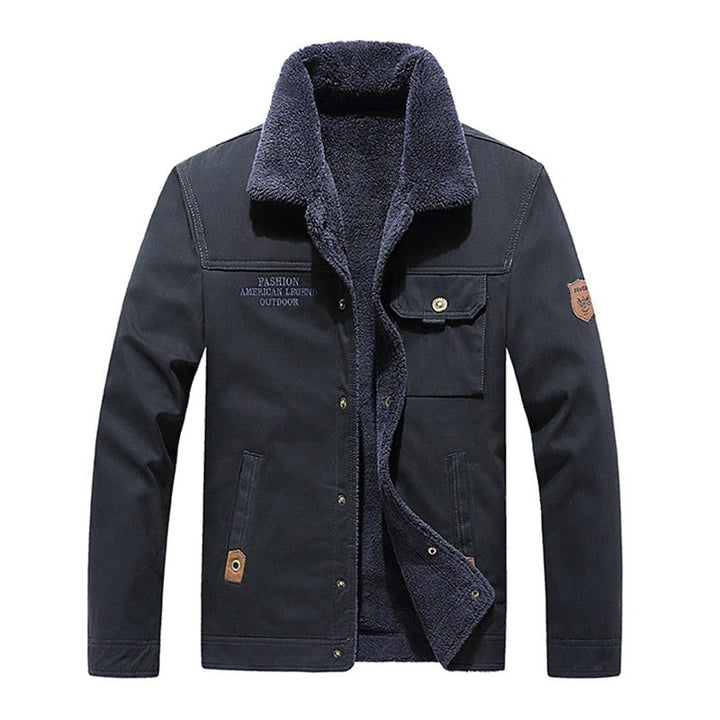 Men's Fleece Fur Collar Bomber Jacket
