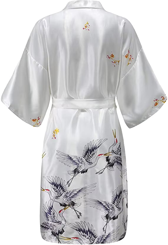 Women's Floral Satin Bathrobe Belt