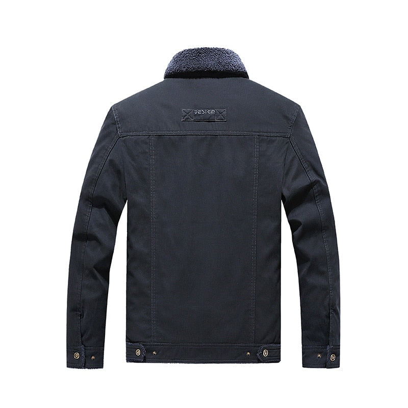 Men's Fleece Fur Collar Bomber Jacket