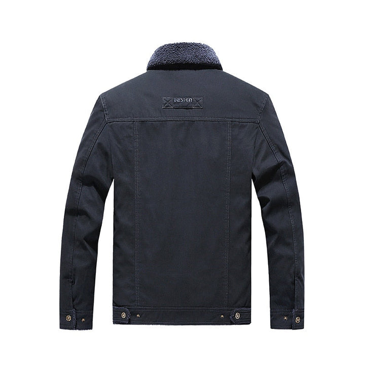 Men's Fleece Fur Collar Bomber Jacket