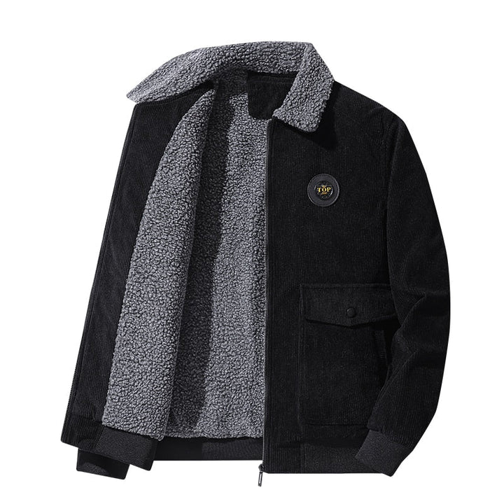 Men's Warm Fur Collar Corduroy Coat