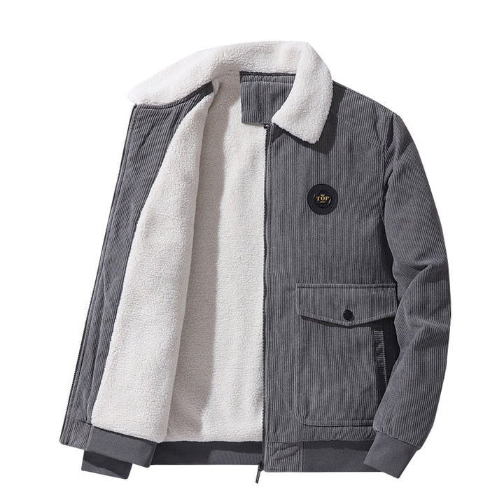 Men's Warm Fur Collar Corduroy Coat