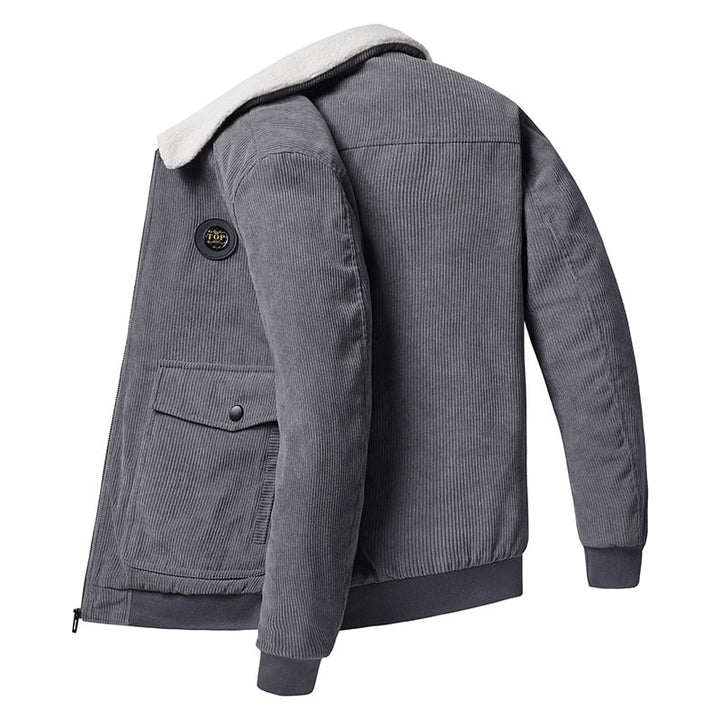Men's Warm Fur Collar Corduroy Coat