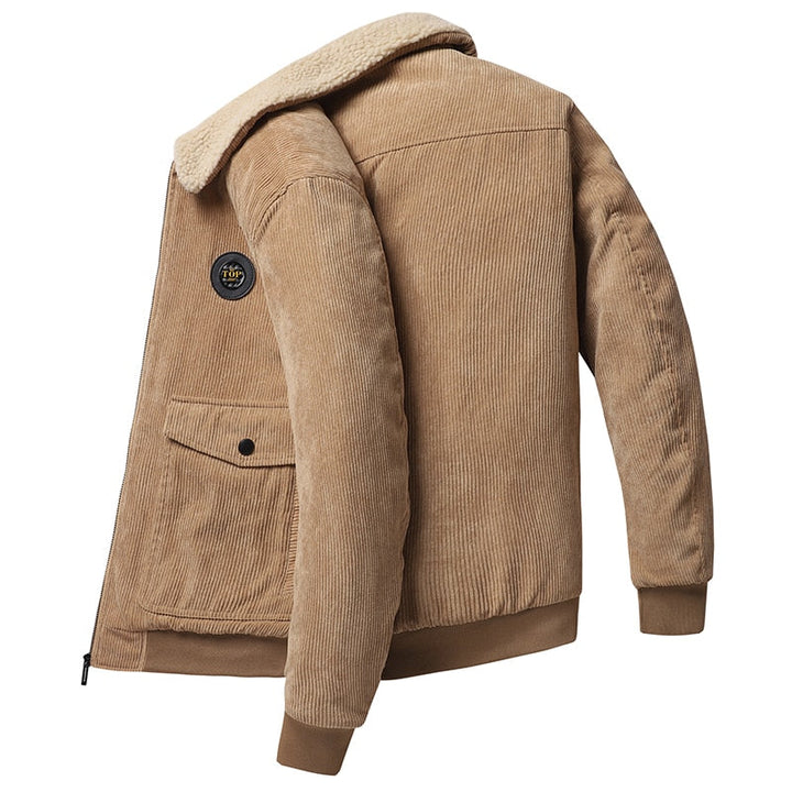Men's Warm Fur Collar Corduroy Coat