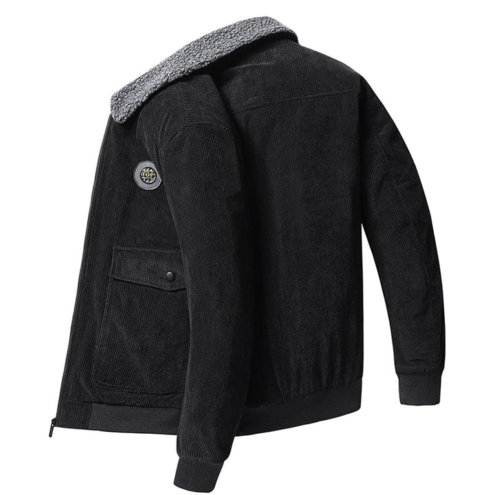 Men's Warm Fur Collar Corduroy Coat
