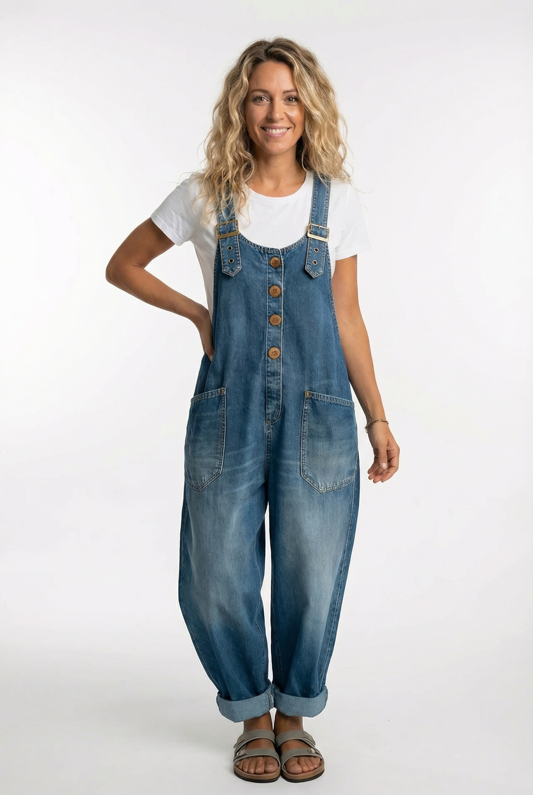 Women's Casual Wide Leg Denim Jumpsuit