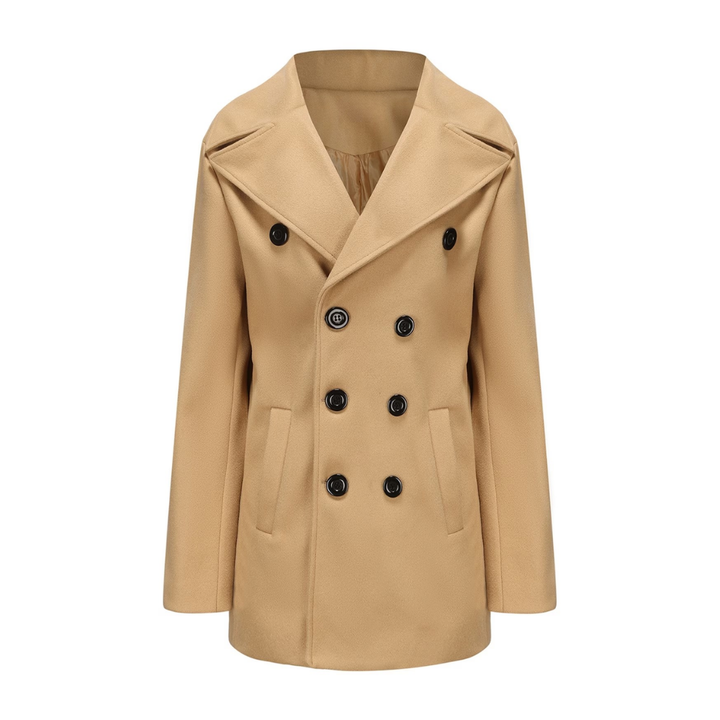 Men's Double Breasted Wool Peak Coat Navy