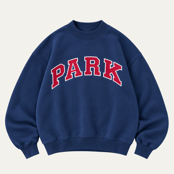 Oversized Mock Neck Varsity Sweatershirt