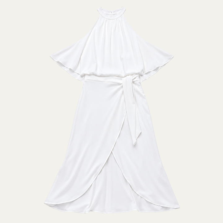 Midi Dress with Halter Neck and Off Shoulder