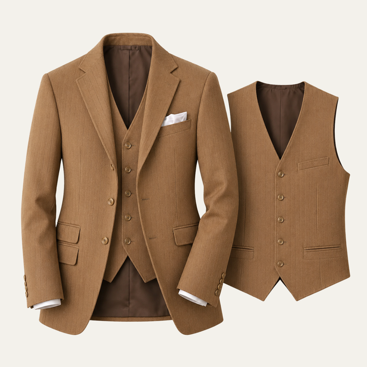 The Belluno Men’s Classic Herringbone 2 Piece Set – Blazer & Vest