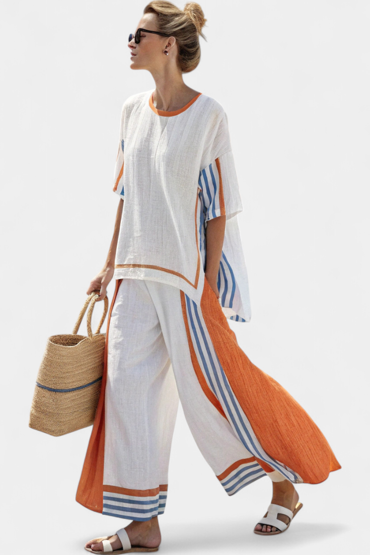 Women's Chic Oversized Striped Two Piece Set
