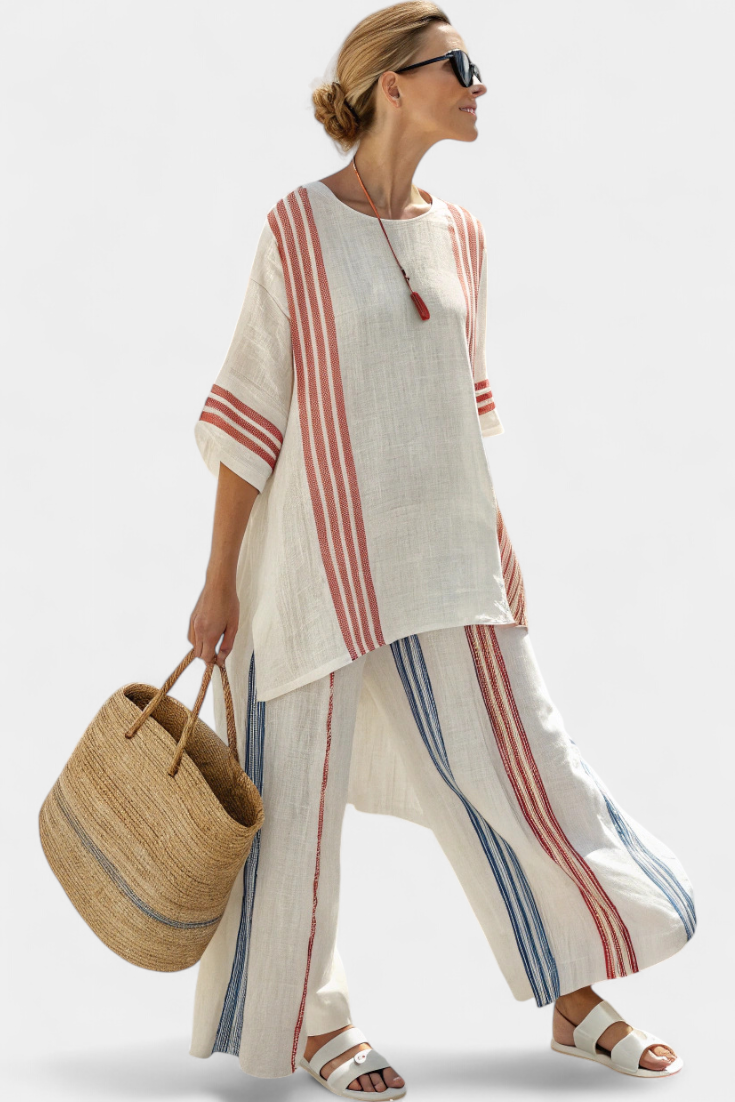 Women's Chic Oversized Striped Two Piece Set