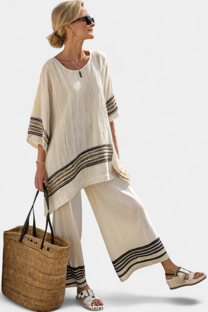 Women's Chic Oversized Striped Two Piece Set
