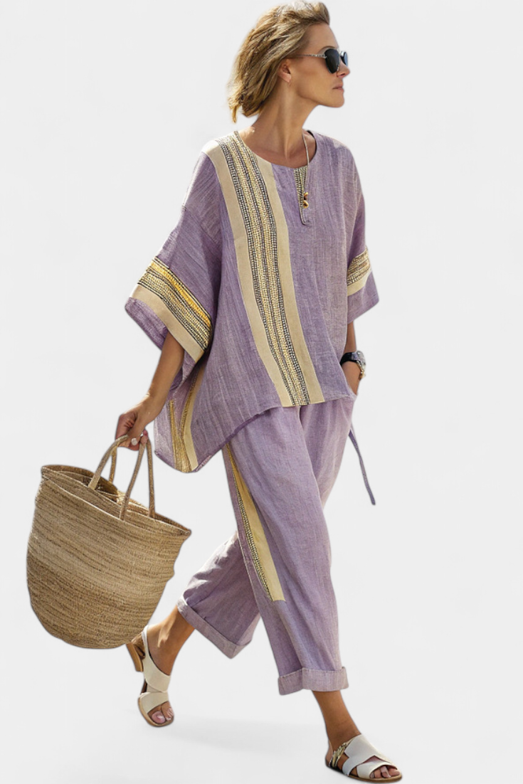 Women's Chic Oversized Striped Two Piece Set