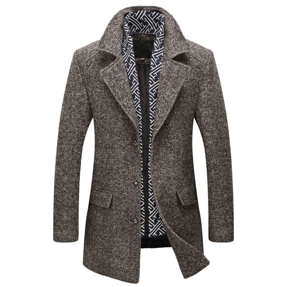 Men's Classic Long Wool Blend Winter Coat