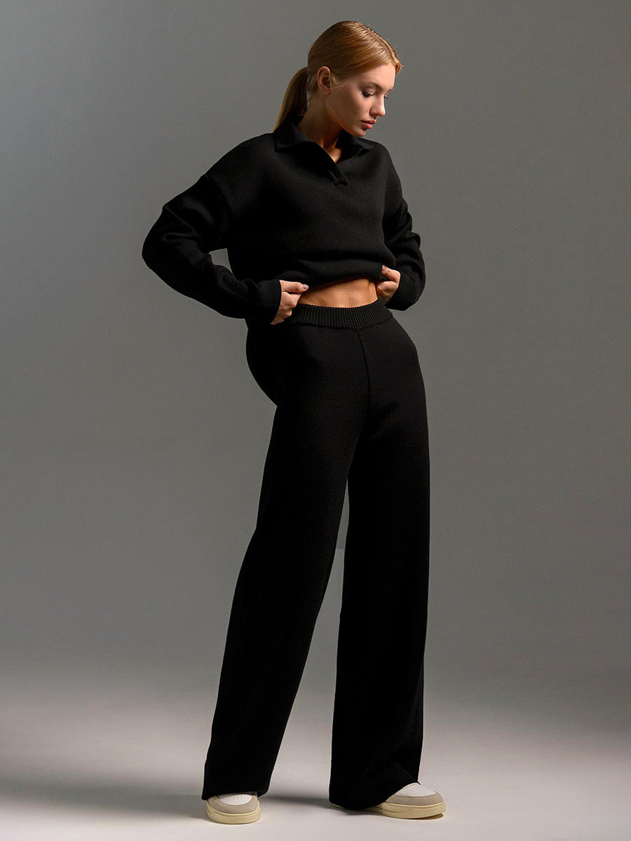 Women's Relaxed Collared Two Piece Lounge Set