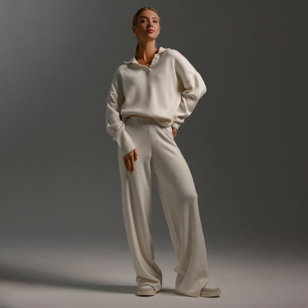 Women's Relaxed Collared Two Piece Lounge Set