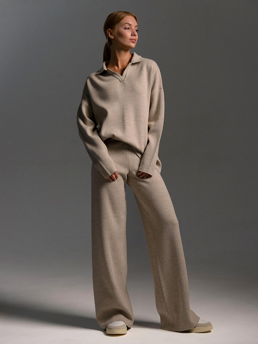 Women's Relaxed Collared Two Piece Lounge Set