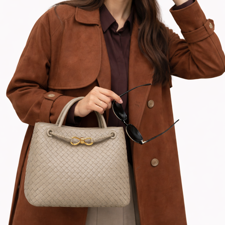 Elegant Woven Tote Bag – Soft Vegan Leather Shoulder Bag