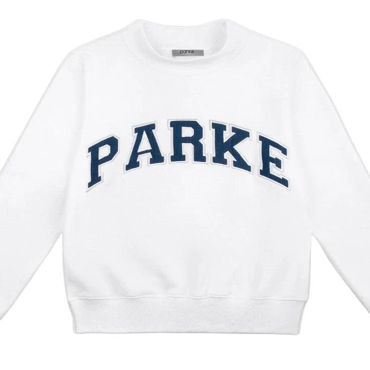 Varsity Sweatshirt with Embroidered Letters - White