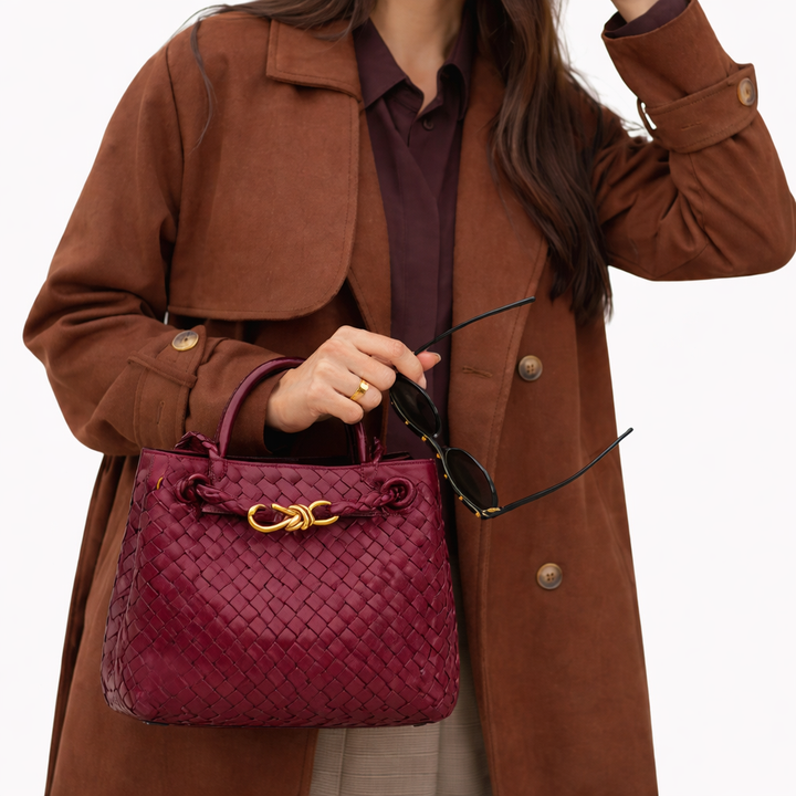Elegant Woven Tote Bag – Soft Vegan Leather Shoulder Bag