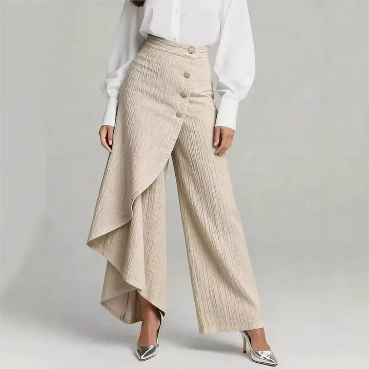 Women's Denim Trousers with Long Button Hem