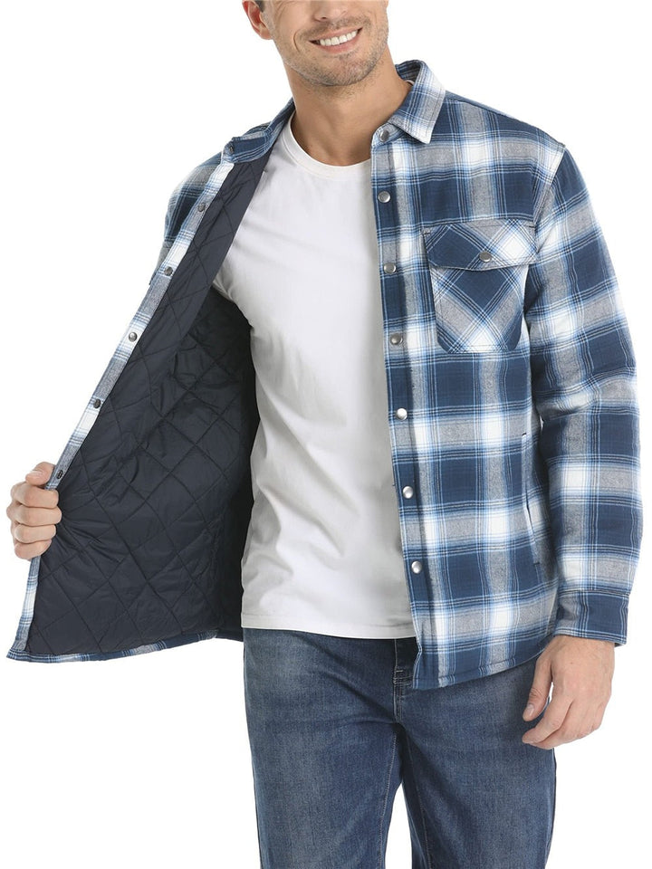Men's Casual Quilted Flannel Shirt Jacket