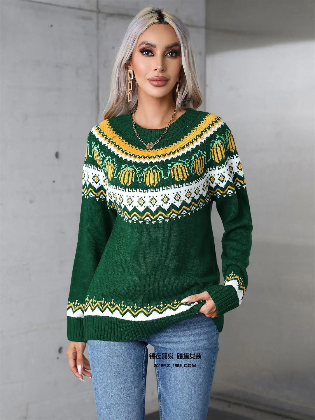 Women's Crew Neck Loose Knit Sweater