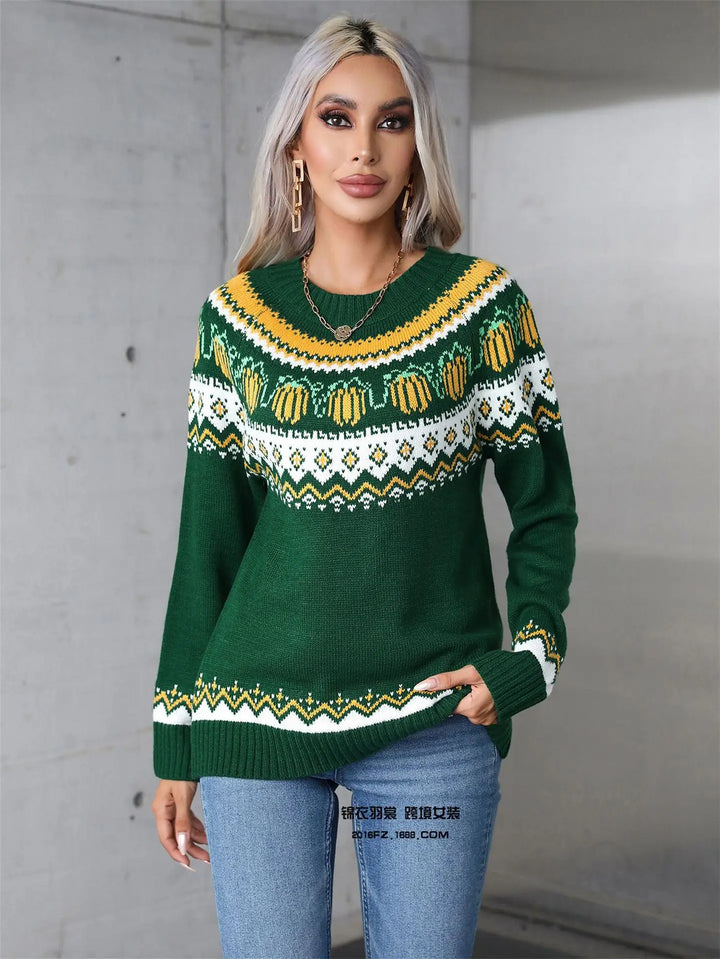 Women's Crew Neck Loose Knit Sweater