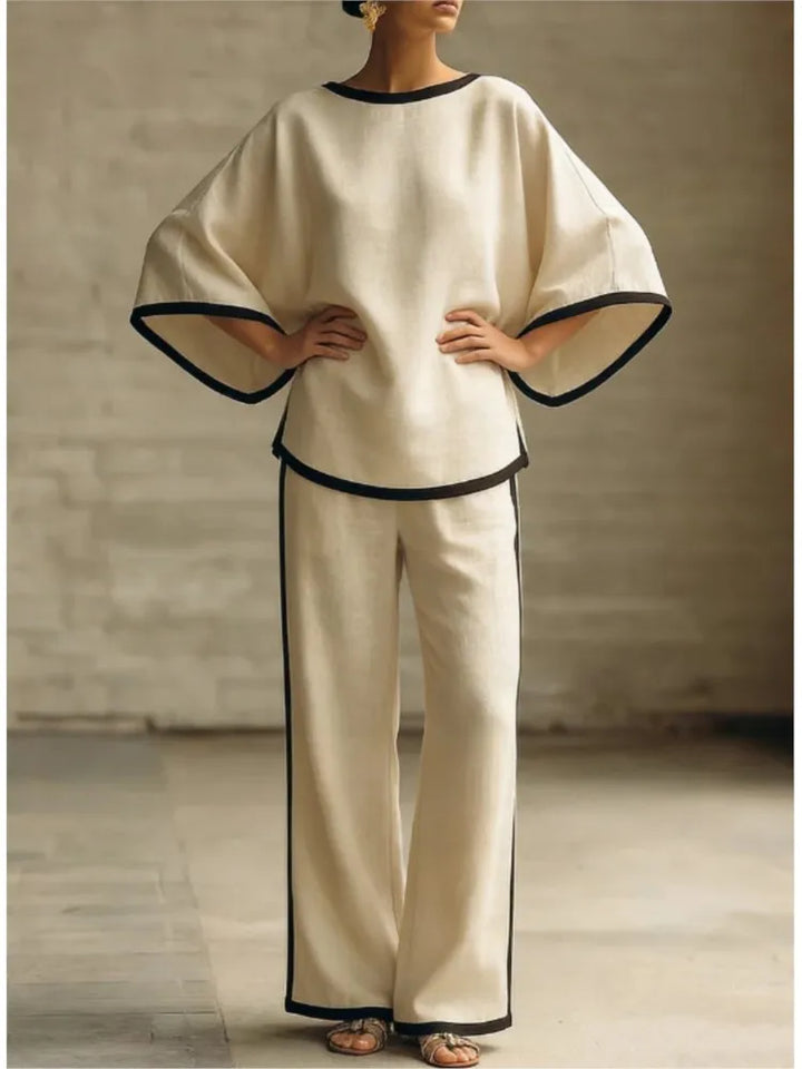 Women's Linen Lounge Set with Batwing Sleeves