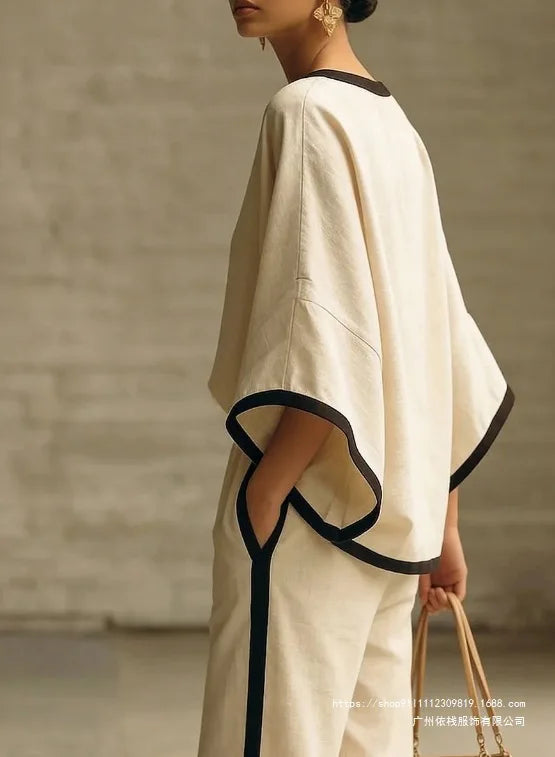 Women's Linen Lounge Set with Batwing Sleeves