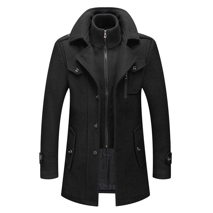 Men's Classic Double Collar Wool Pea Coat