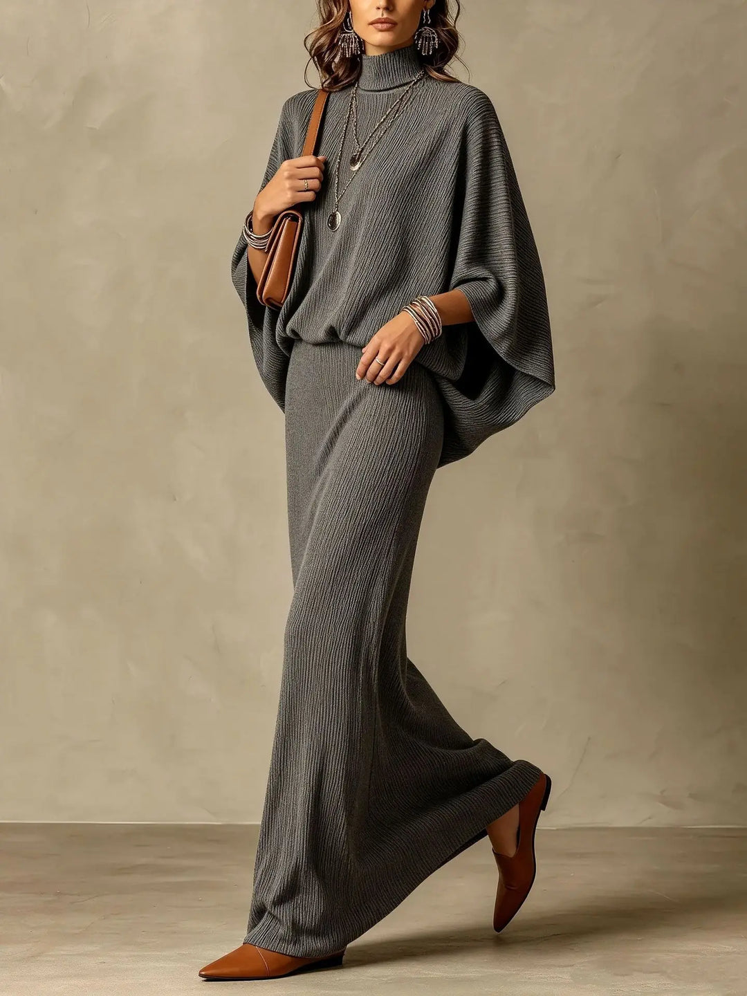 Women's Knit Top and Skirt Set, Ribbed