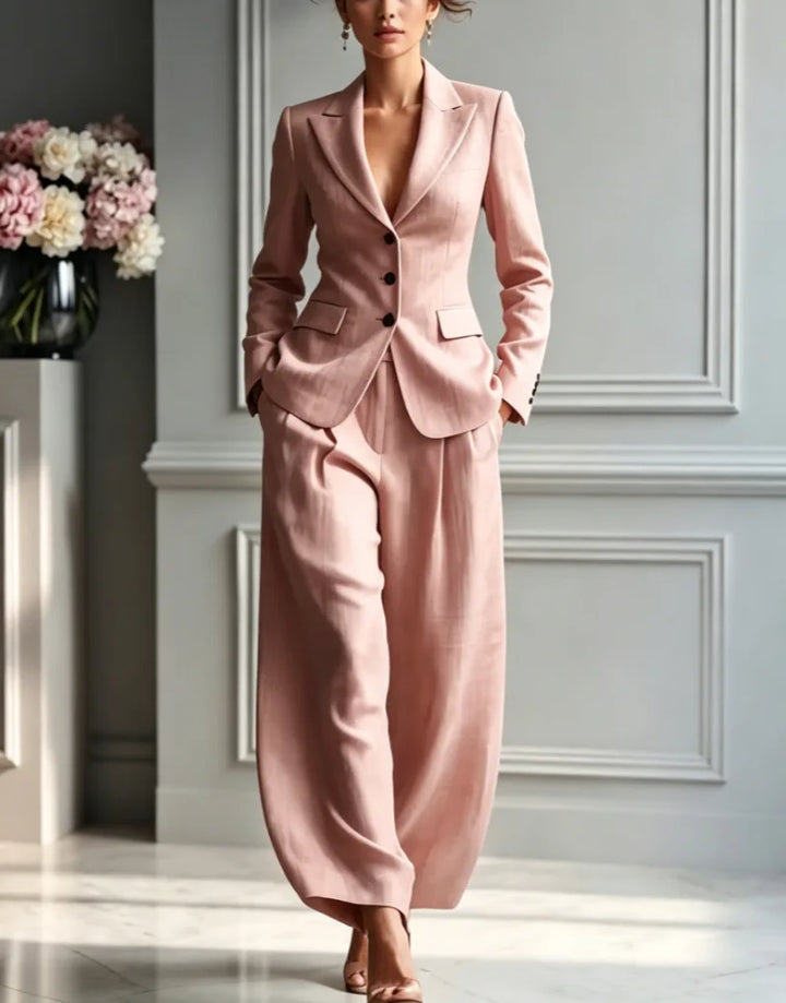 Women's Suit Shirt and Pants Two Piece Set