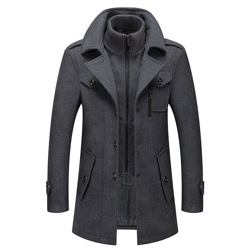 Men's Classic Double Collar Wool Pea Coat