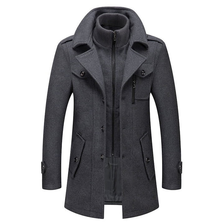 Men's Classic Double Collar Wool Pea Coat