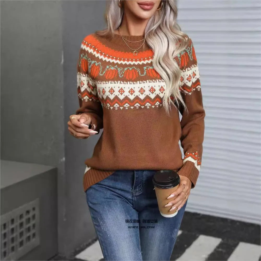 Women's Crew Neck Loose Knit Sweater