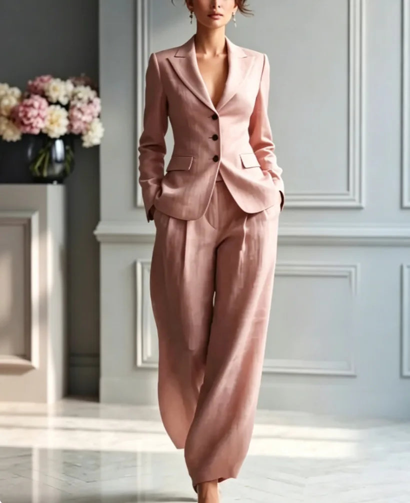 Women's Suit Shirt and Pants Two Piece Set
